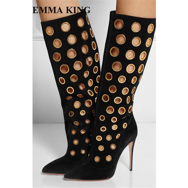 hollow out knee high boots design suede leather fashion long boots runway stiletto high heels ladies party dress shoes women, Black
hollow out knee high boots design suede leather fashion long boots runway stiletto high heels ladies party dress shoes women, Black