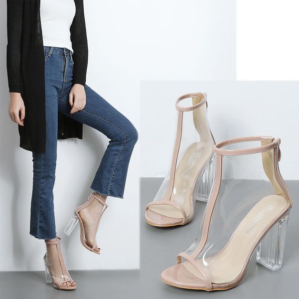 transparent coarse-heeled boots crystal-heeled sandals women's high-heeled fish mouth guangzhou women's shoes, Black
transparent coarse-heeled boots crystal-heeled sandals women's high-heeled fish mouth guangzhou women's shoes, Black