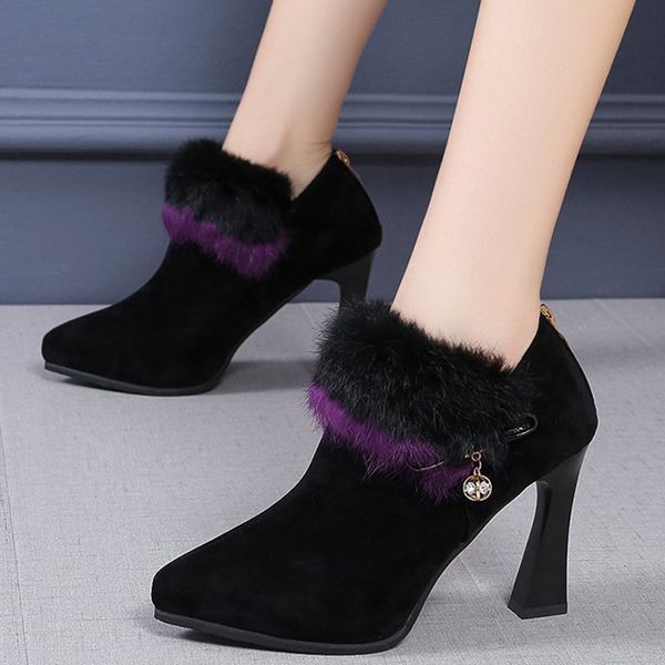boots faux fur high heels women 2021 fashion pointed toe platform ankle woman autumn winter casual shoes ladies, Black
boots faux fur high heels women 2021 fashion pointed toe platform ankle woman autumn winter casual shoes ladies, Black
