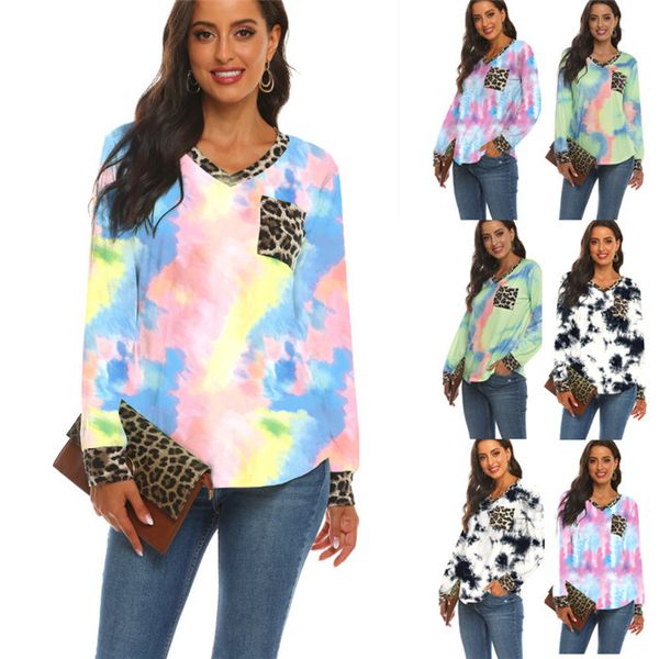 leopard patchwork t shirts womens v neck gradient color long sleeve clothing casual loose autumn women t-shirts with pockets, White
leopard patchwork t shirts womens v neck gradient color long sleeve clothing casual loose autumn women t-shirts with pockets, White