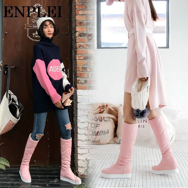 enplei knee high boots women winter snow boots warm plush comfy flats for female long size 34-43 round toe platform rubber, Black
enplei knee high boots women winter snow boots warm plush comfy flats for female long size 34-43 round toe platform rubber, Black