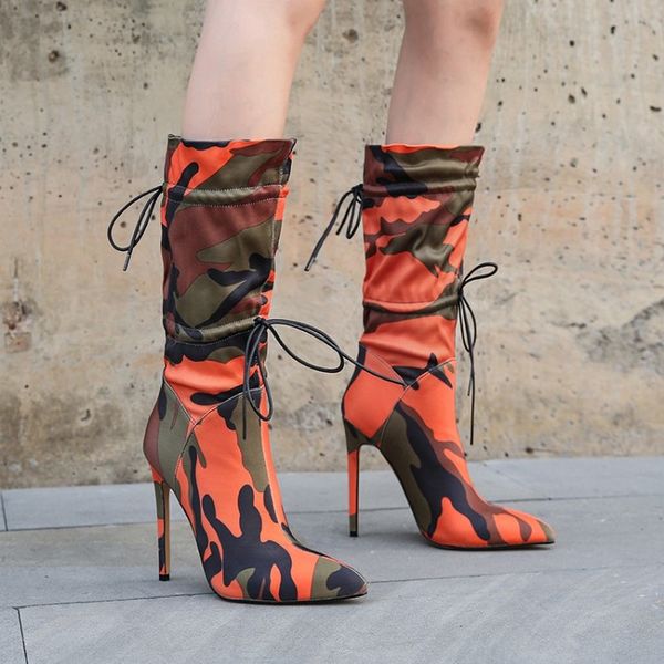 high heels shoes women pointed toe stilettos fashion camouflage plaid mid-calf boots woman lace up chic night club boots, Black
high heels shoes women pointed toe stilettos fashion camouflage plaid mid-calf boots woman lace up chic night club boots, Black