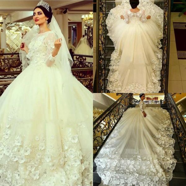 amazing dubai arabic ball gown wedding dresses long chapel train 3d handmade flowers applique beaded bridal gowns long sleeves formal al7137, White
amazing dubai arabic ball gown wedding dresses long chapel train 3d handmade flowers applique beaded bridal gowns long sleeves formal al7137, White