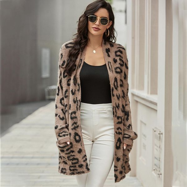 new arrival women long cardigan 2020 women's leopard print knitted sweater female autumn and winter casual loose cardigan, White;black
new arrival women long cardigan 2020 women's leopard print knitted sweater female autumn and winter casual loose cardigan, White;black