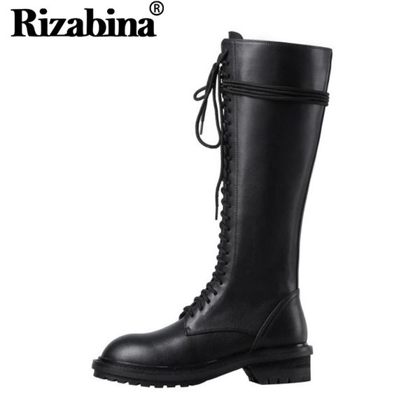 rizabina women real leather motorcycle boots daily casual cross strap punk knee high boots flats footwear size 33-40, Black
rizabina women real leather motorcycle boots daily casual cross strap punk knee high boots flats footwear size 33-40, Black
