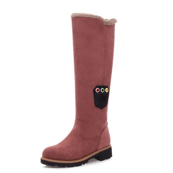 fanyuan new 32-43 ladies warm platform boots elegant turned-over edge mid-calf boots women 2020 med heel winter shoes woman, Black