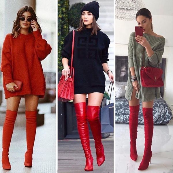 nan jiu mountain winter women's boots elastic over the knee boots pointed super high heel genuine leather suede, Black
nan jiu mountain winter women's boots elastic over the knee boots pointed super high heel genuine leather suede, Black