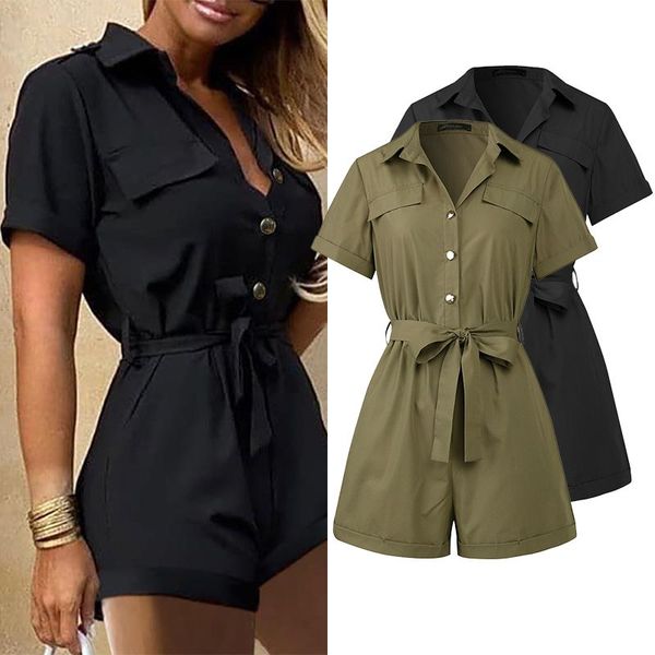 women's jumpsuits & rompers casual women short sleeved summer fashion solid high waist lace up pockets playsuits plus size 5xl, Black;white
women's jumpsuits & rompers casual women short sleeved summer fashion solid high waist lace up pockets playsuits plus size 5xl, Black;white