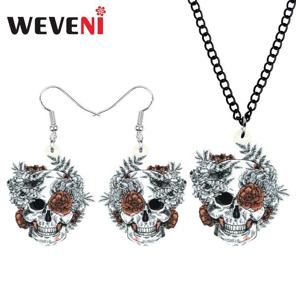 weveni acrylic halloween skull flower jewelry sets big aesthetic earrings necklace for women kids girls classic gift decoration, Silver
weveni acrylic halloween skull flower jewelry sets big aesthetic earrings necklace for women kids girls classic gift decoration, Silver