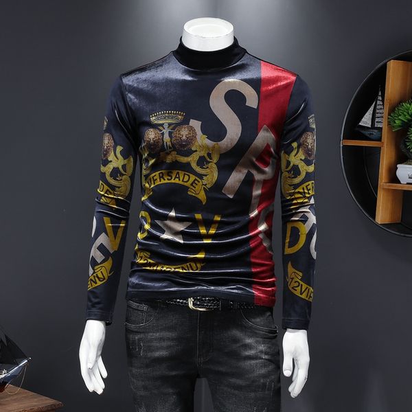 2023 new men's embroidered korean velvet long-sleeved t-shirt thickened ruffian handsome youth self-cultivation trend high-neck casual, White;black
2023 new men's embroidered korean velvet long-sleeved t-shirt thickened ruffian handsome youth self-cultivation trend high-neck casual, White;black