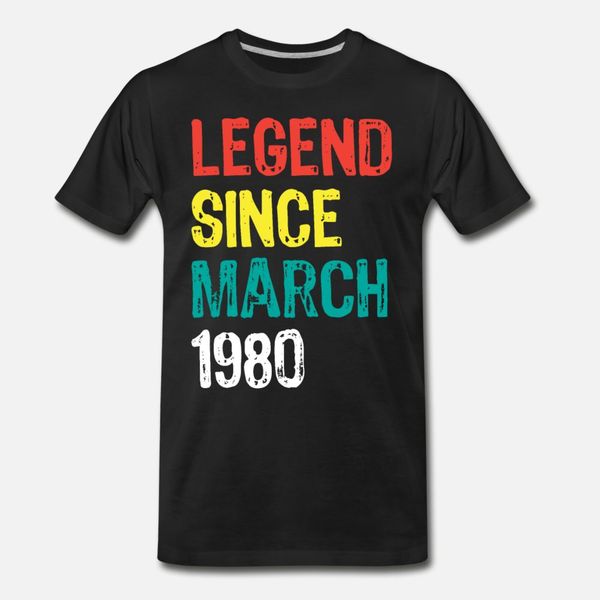 40th birthday legendary since march 1980 gift t shirt men designs tee shirt euro size s-3xl family breathable summer normal shirt, White;black
40th birthday legendary since march 1980 gift t shirt men designs tee shirt euro size s-3xl family breathable summer normal shirt, White;black