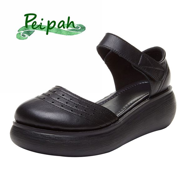 peipah women's wrap toe platform sandals for women genuine leather retro sliades shes woman hollow out heighten footwear 2020, Black
peipah women's wrap toe platform sandals for women genuine leather retro sliades shes woman hollow out heighten footwear 2020, Black
