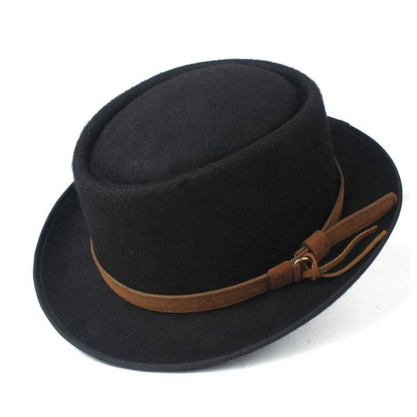 women men pork pie hat with belt fedora hat for gentleman wool flat fedora trilby fascinator, Blue;gray
women men pork pie hat with belt fedora hat for gentleman wool flat fedora trilby fascinator, Blue;gray