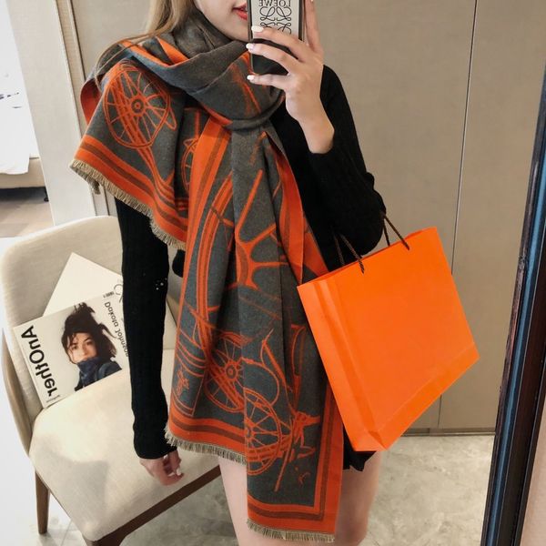 h new carriage ab two-sided warm shawl scarf fashion versatile multi-color optional specification 180-65cm, Blue;gray
h new carriage ab two-sided warm shawl scarf fashion versatile multi-color optional specification 180-65cm, Blue;gray