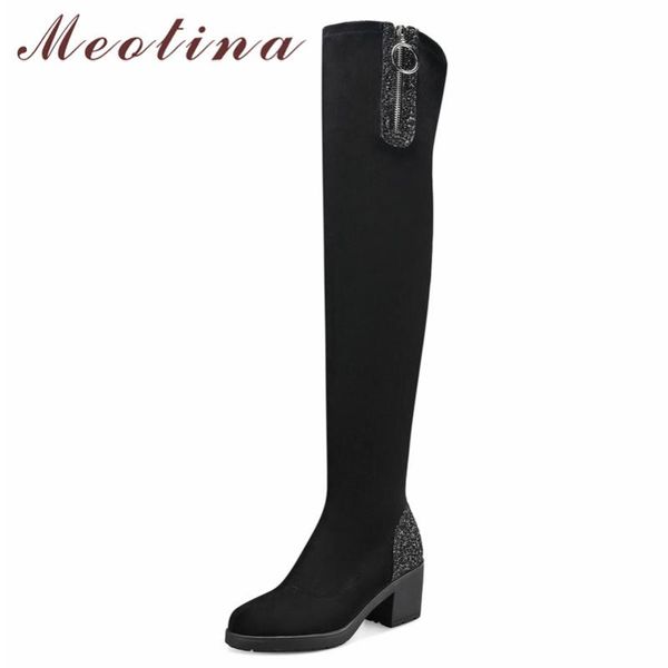 boots meotina winter thigh high women kid suede thick heel over the knee slim zipper mixed colors shoes female 34-40, Black
boots meotina winter thigh high women kid suede thick heel over the knee slim zipper mixed colors shoes female 34-40, Black