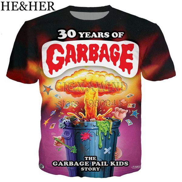 cartoon garbage pail 3d print shirts plus size harajuku kawaii men clothing