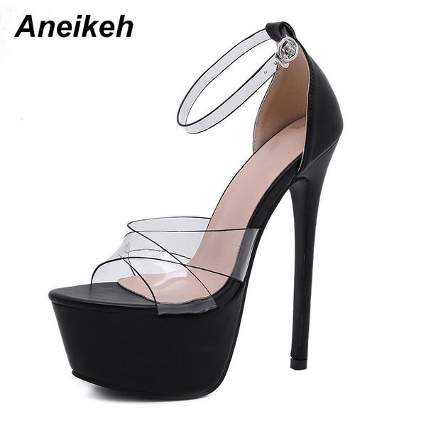 aneikeh summer women shoes sandals pvc ankle-wrap fashion platform thin heels buckle strap wedding round toe party pumps 34~40, Black
aneikeh summer women shoes sandals pvc ankle-wrap fashion platform thin heels buckle strap wedding round toe party pumps 34~40, Black