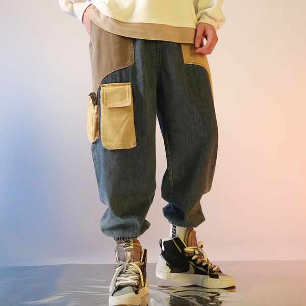 men's jeans men hip hop jogger patchwork denim cargo pants harajuku streetwear 2021 autumn 3d multi pockets casual tactical trousers, Blue
men's jeans men hip hop jogger patchwork denim cargo pants harajuku streetwear 2021 autumn 3d multi pockets casual tactical trousers, Blue
