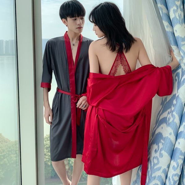 women's sleepwear satin women kimono robe lace lovers 2pcs sleep set bathrobe gown intimate lingerie nightwear summer homewear, Black;red
women's sleepwear satin women kimono robe lace lovers 2pcs sleep set bathrobe gown intimate lingerie nightwear summer homewear, Black;red