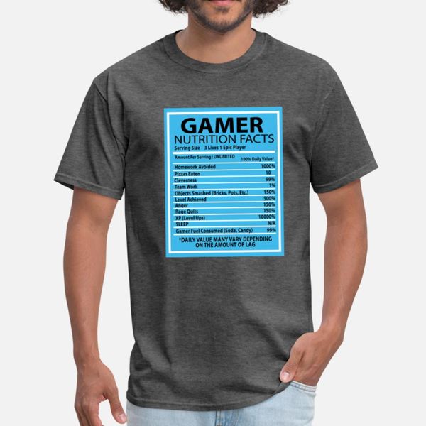 gamer nutrition facts information rpg nerd gift t shirt men printing tee shirt round neck costume fitness funny spring autumn pattern shirt
gamer nutrition facts information rpg nerd gift t shirt men printing tee shirt round neck costume fitness funny spring autumn pattern shirt