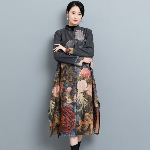 women's trench coats women autumn winter vintage coat printing embroidery cardigan long chinese national style outerwear, Tan;black
women's trench coats women autumn winter vintage coat printing embroidery cardigan long chinese national style outerwear, Tan;black