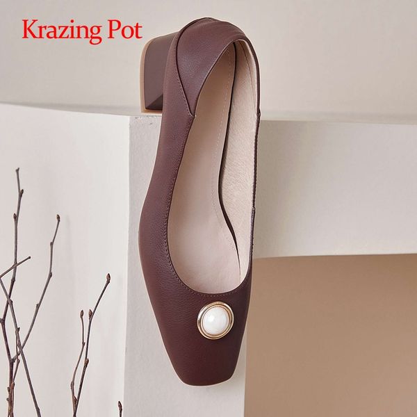 krazing pot full grain leather pearl decoration square toe thick med heel slip on pretty girls dress concise women pumps l50, Black
krazing pot full grain leather pearl decoration square toe thick med heel slip on pretty girls dress concise women pumps l50, Black