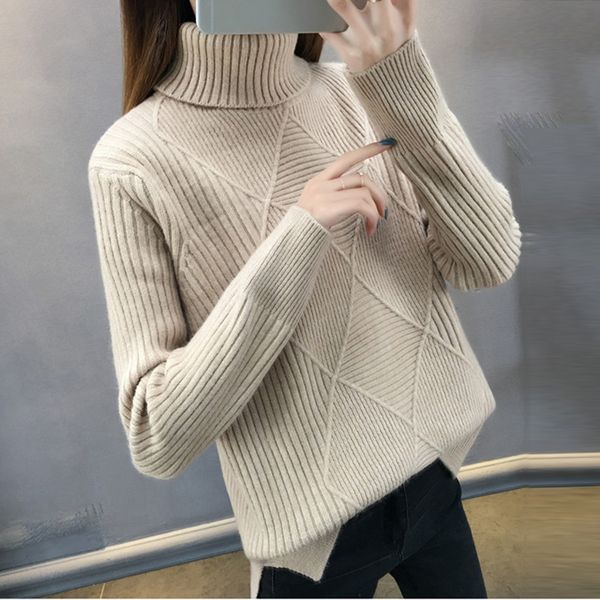 autumn winter women pullovers sweater knitted elasticity casual jumper fashion loose turtleneck warm female sweaters, White;black
autumn winter women pullovers sweater knitted elasticity casual jumper fashion loose turtleneck warm female sweaters, White;black