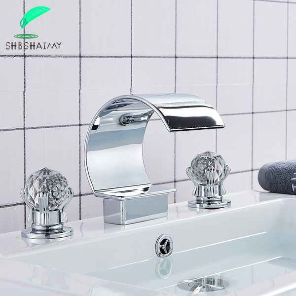 SHBSHAIMY Golden Waterfall Bathroom Basin Faucet Deck Mounted Cold Hot Water Mixer Single Hole Water Tap 3 Holes Washing Tap
SHBSHAIMY Golden Waterfall Bathroom Basin Faucet Deck Mounted Cold Hot Water Mixer Single Hole Water Tap 3 Holes Washing Tap
