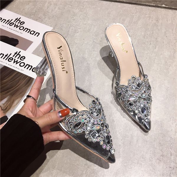2020 women transparent sandals mule heels ladies high heel slippers thick heel fashion crystal female slides summer shoes, Black
2020 women transparent sandals mule heels ladies high heel slippers thick heel fashion crystal female slides summer shoes, Black