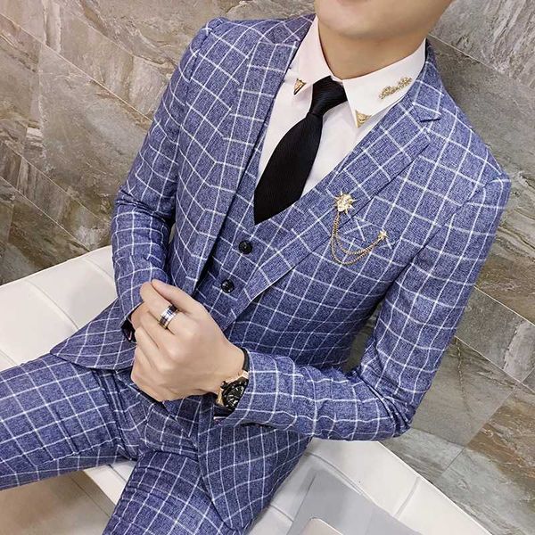 long sleeve mens three-piece set asian size s - 3xl business marriage men plaid blazer jacket and pant and waistcoat, White;black
long sleeve mens three-piece set asian size s - 3xl business marriage men plaid blazer jacket and pant and waistcoat, White;black