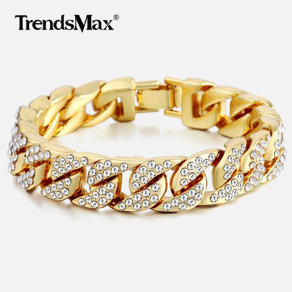 link, chain 14mm men's bracelet hip hop miami cuban link gold silver iced out paved rhinestones male wristband street jewelry 8-10inch, Black
link, chain 14mm men's bracelet hip hop miami cuban link gold silver iced out paved rhinestones male wristband street jewelry 8-10inch, Black