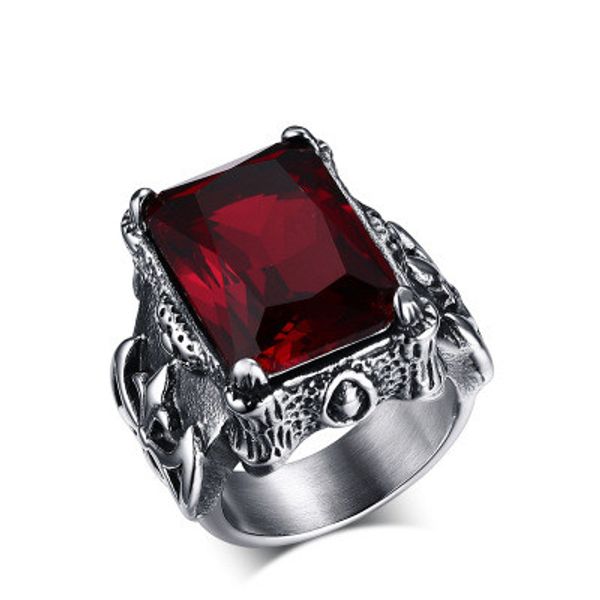 retro punk goth red zircon rings stainless steel rings matte finished wide 21mm weight 16g, Silver
retro punk goth red zircon rings stainless steel rings matte finished wide 21mm weight 16g, Silver
