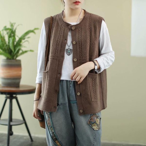 women's vests women knitting vest autumn retro loose all-match 2021 ladies cardigan sleeveless pocket casual coat, Black;white
women's vests women knitting vest autumn retro loose all-match 2021 ladies cardigan sleeveless pocket casual coat, Black;white