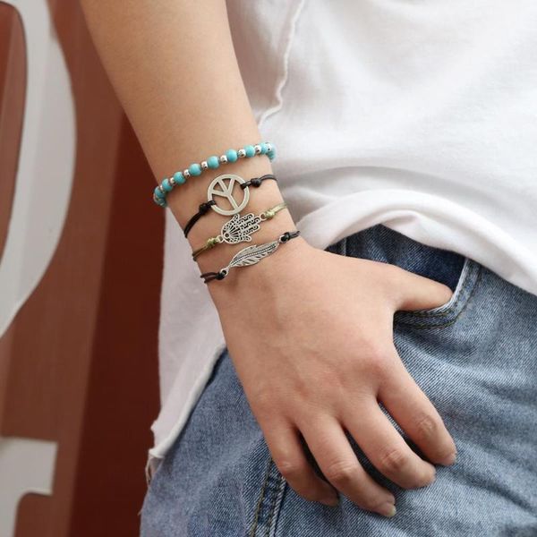 bohemian bracelet 4 pcs/set beaded rope chain leaf palm pendant fashion bracelet for women men party anklet jewelry ins, Golden;silver
bohemian bracelet 4 pcs/set beaded rope chain leaf palm pendant fashion bracelet for women men party anklet jewelry ins, Golden;silver