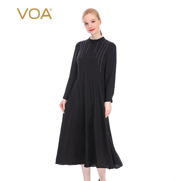 voa silk 22mm black jacquard half-collar decorative open-line long sleeve beaded buckle slim-fit expandable dress ae221, Black;gray
voa silk 22mm black jacquard half-collar decorative open-line long sleeve beaded buckle slim-fit expandable dress ae221, Black;gray