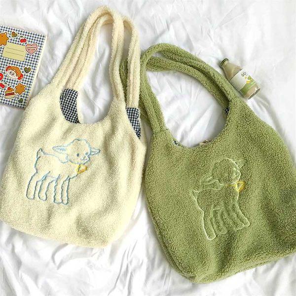 women simple canvas handbag lamb like fabric shoulder bag tote large capacity embroidery shopping bag cute book bags for girls
women simple canvas handbag lamb like fabric shoulder bag tote large capacity embroidery shopping bag cute book bags for girls