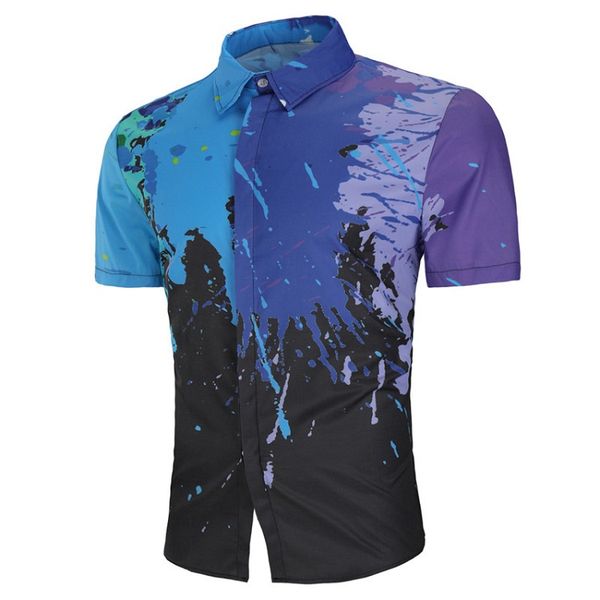 men's casual shirts mens short sleeved dress slim fit splash ink printing lapel male plus size, White;black
men's casual shirts mens short sleeved dress slim fit splash ink printing lapel male plus size, White;black