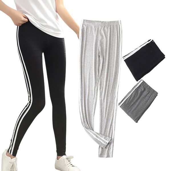 women's leggings 2021 spring and summer wear tight feet pants side white bar pull strip capri-pants, Black
women's leggings 2021 spring and summer wear tight feet pants side white bar pull strip capri-pants, Black