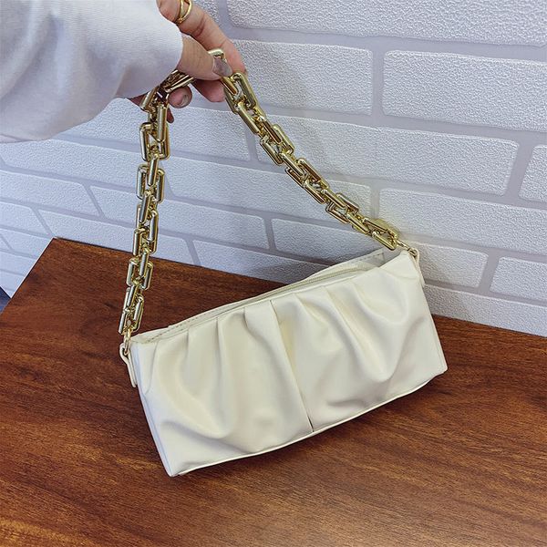 pleated pu leather baguette bag for women chain shoulder travel cell phone bag ladies casual handbag fashion designer 2020 
pleated pu leather baguette bag for women chain shoulder travel cell phone bag ladies casual handbag fashion designer 2020