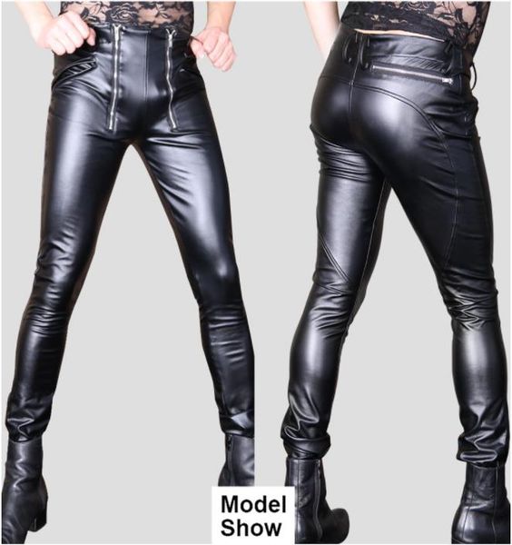 men's pants men faux leather skinny stretchy motorcycle trousers double zip unique stylish, Black
men's pants men faux leather skinny stretchy motorcycle trousers double zip unique stylish, Black