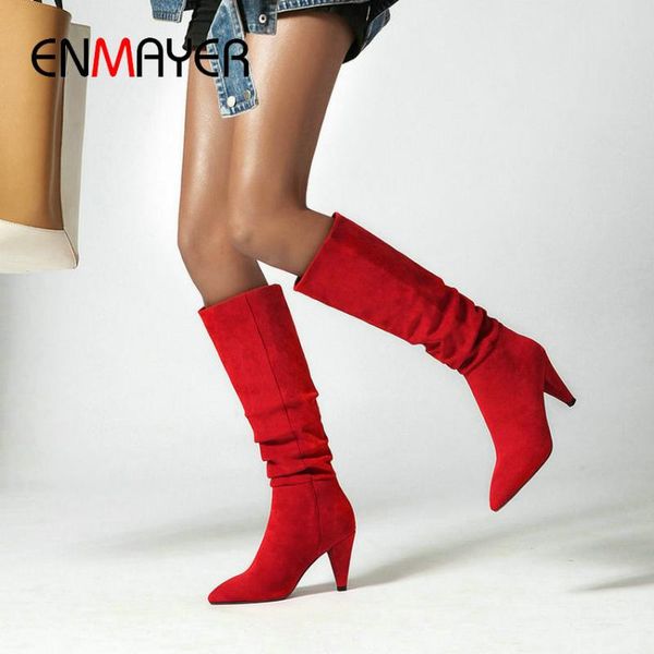 enmayer 2020 slip-on pointed toe spike heels basic faux suede slim boots winter shoes women flock mid-calf boots women 34-43, Black
enmayer 2020 slip-on pointed toe spike heels basic faux suede slim boots winter shoes women flock mid-calf boots women 34-43, Black
