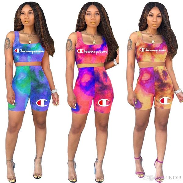 champions women tracksuit summer tie-dyed color crop tank vest biker shorts pants 2 piece set sportswear casual jogger sweatsuit a6501, White
champions women tracksuit summer tie-dyed color crop tank vest biker shorts pants 2 piece set sportswear casual jogger sweatsuit a6501, White