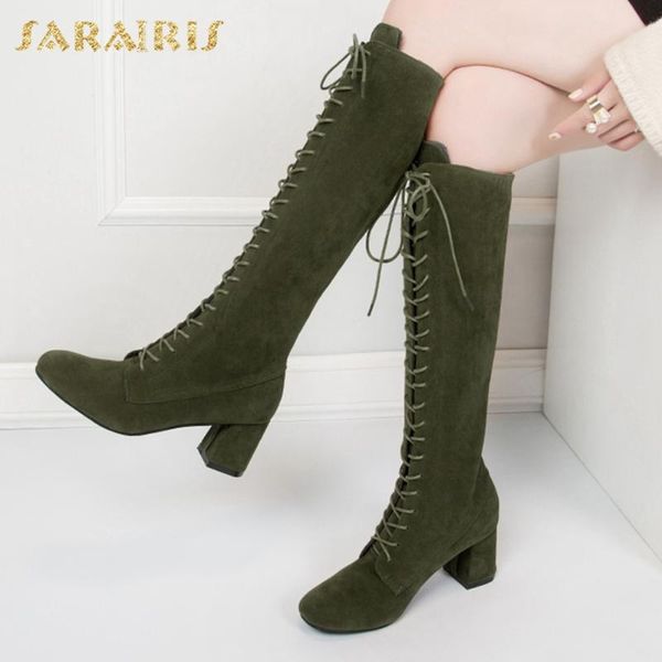 sarairis new fashion 2020 big size 43 high heels knee high boots woman shoes lace-up flock cross-tied fashion shoes ladies, Black
sarairis new fashion 2020 big size 43 high heels knee high boots woman shoes lace-up flock cross-tied fashion shoes ladies, Black