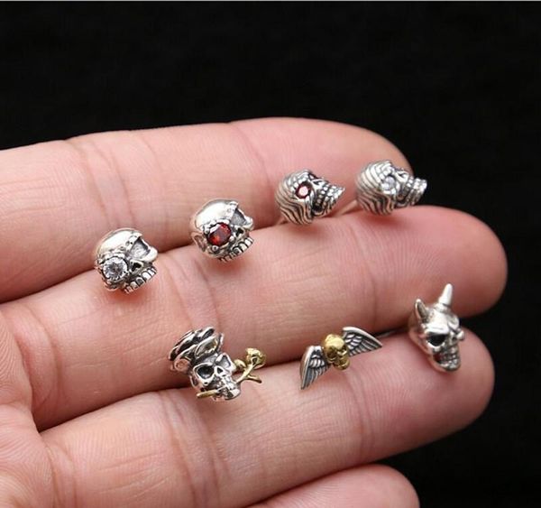 new stud earring 100% 925 sterling silver earrings vintage jewelry thai silver for women men personality skull01, Golden;silver
new stud earring 100% 925 sterling silver earrings vintage jewelry thai silver for women men personality skull01, Golden;silver