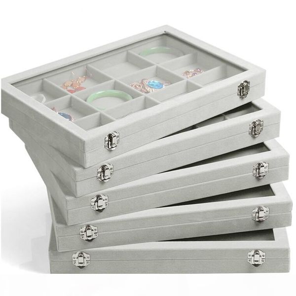 ice gray velvet jewelry tray glass lid jewelry boxes ring tray necklace earrings bracelets loose beads jewelry display stand, Black 
ice gray velvet jewelry tray glass lid jewelry boxes ring tray necklace earrings bracelets loose beads jewelry display stand, Black