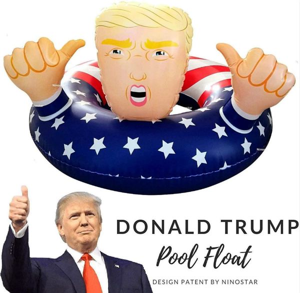

dhl shipping 2020 election trump swim ring inflatable floats thicken circle flag swim ring float for adults summer pool party fy6078