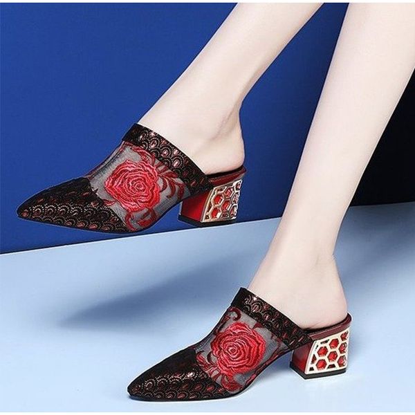 women's slippers woman summer shoes high heel silk flower elegant ladies fashion pointed toe casual female square heel 2020 new, Black
women's slippers woman summer shoes high heel silk flower elegant ladies fashion pointed toe casual female square heel 2020 new, Black