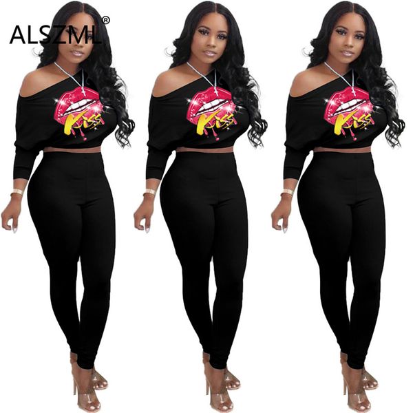 black skew neck lip print long sleeve crop and tight pants 2 pieces set high street lady fashion tracksuits, Gray
black skew neck lip print long sleeve crop and tight pants 2 pieces set high street lady fashion tracksuits, Gray