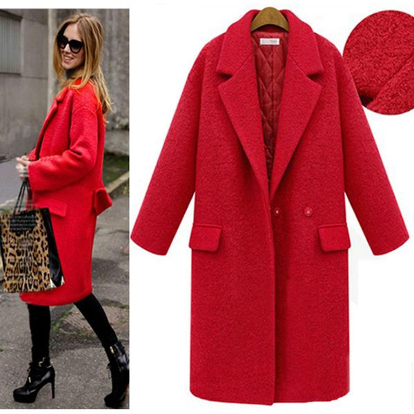women's wool & blends women clothes solid color suit collar super long sleeve lapel large size plus cotton thick woolen coat, Black
women's wool & blends women clothes solid color suit collar super long sleeve lapel large size plus cotton thick woolen coat, Black