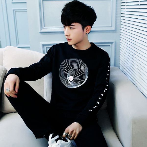 men's wear korean long sleeve crewneck fashion dress winter handsome backing jacket streetwear kg-3, Black
men's wear korean long sleeve crewneck fashion dress winter handsome backing jacket streetwear kg-3, Black